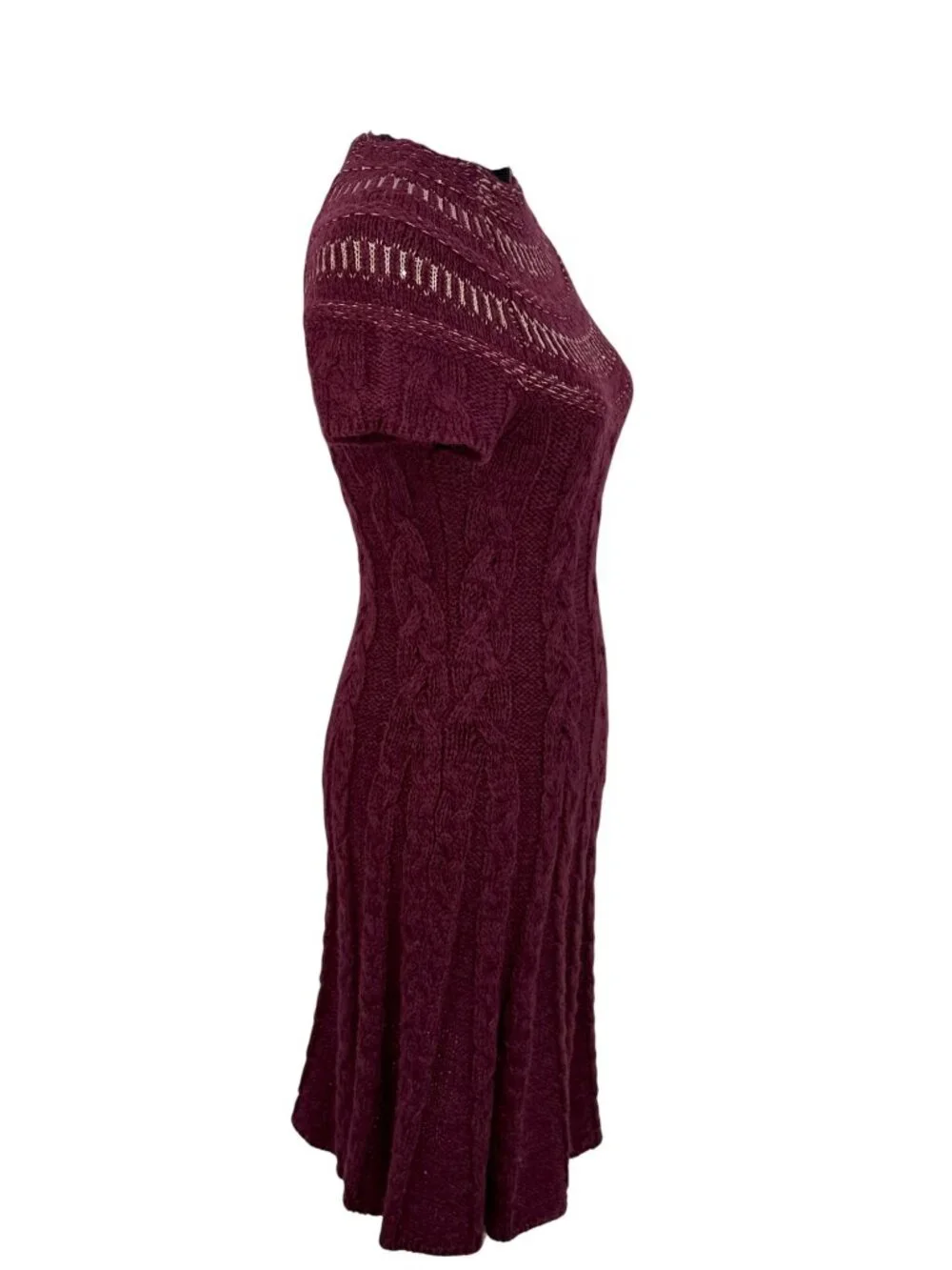 NWT Free People Dark Cherry Sequin Fit & Flare Sweater Dress | Mob Wife Coquette - Picture 7 of 16